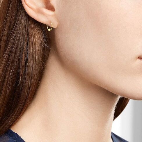 FANCIME 18K Rose Yellow Solid Gold Hoop Earrings Minimalist 3mm Bead Endless Extra Small Mini Sleeper Hoop Earrings Fine Jewelry Gifts for Women,11mm Diameter in Saudi Arabia
