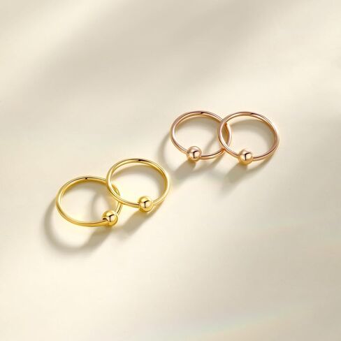 FANCIME 18K Rose Yellow Solid Gold Hoop Earrings Minimalist 3mm Bead Endless Extra Small Mini Sleeper Hoop Earrings Fine Jewelry Gifts for Women,11mm Diameter in Saudi Arabia