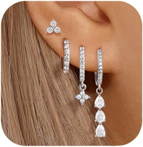 أقراط متدلية للنساء للنساء ، فالأقراط مطلية بالذهبية 14K مكدس مجموعات حلق Hypoallergenic لثقب - أقراط قطرة تشيك توليفلي الوطنية متعددة in Kuwait