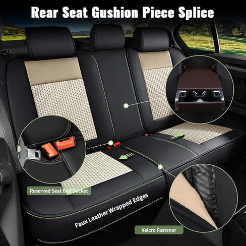 تغطي مقعد السيارة مجموعة كاملة ل Mazda CX5 CX 5 2013-2023 2024 2025 ، أغطية مقعد من الجلد الحريري المبرد للتنفس ، 5 مقاعد لملحقات Mazda CX-5 (Black & Beige) in Kuwait