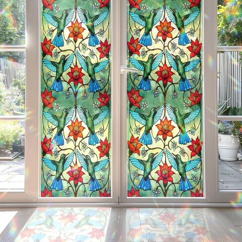 Violet Stained Glass Window Film, Decorative Violet Stained Glass Window Film with Size 17.7x78.7 inches N02 in Kuwait