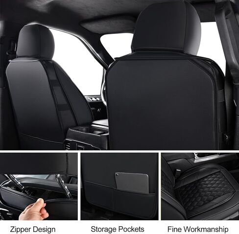 F150 Faux Leather Seat Covers, fit for 2015-2025 F150 SuperCrew, and 2017-2025 F250 F350 F450 Super Duty Crew Cab(Full Set, Black) in Saudi Arabia