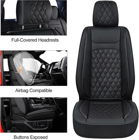 F150 Faux Leather Seat Covers, fit for 2015-2025 F150 SuperCrew, and 2017-2025 F250 F350 F450 Super Duty Crew Cab(Full Set, Black) in Saudi Arabia