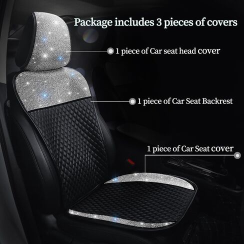 Sparkly Rhinestone PU Leather Car Seat Covers Front Seats Shining Diamond Auto Seat Protectors Crystal Glitter Auto Seat Cushion Pad Mat for Most Vehicles Bling Car Accessories Red 2 Seats in Kuwait