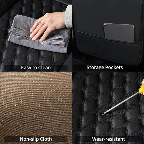 F150 Faux Leather Seat Covers, fit for 2015-2025 F150 SuperCrew, and 2017-2025 F250 F350 F450 Super Duty Crew Cab(Full Set, Black) in Saudi Arabia
