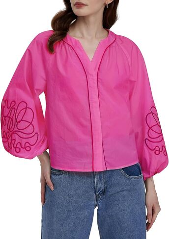 Kedera للسيدات الأزهار غير الرسمية V Blouses Buho Boho Long Balloon Sleeve Mexican Mexican Tops Summer Fall Tops 2025 in Saudi Arabia
