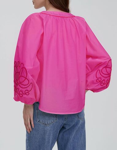 Kedera للسيدات الأزهار غير الرسمية V Blouses Buho Boho Long Balloon Sleeve Mexican Mexican Tops Summer Fall Tops 2025 in Saudi Arabia