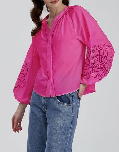 Kedera للسيدات الأزهار غير الرسمية V Blouses Buho Boho Long Balloon Sleeve Mexican Mexican Tops Summer Fall Tops 2025 in Saudi Arabia
