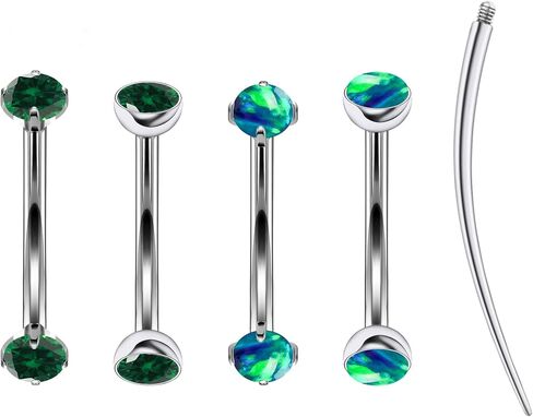 Ruifan 16g Rook Percing Jewelry Titanium titanium داخليًا أوبال تشيك ستايلز منحني الحاجب الحاجب Tragus Helix Conch Lobr Mabret Rings Body Percing Jewellry للنساء 6 مم 8 ملم 10 ملم in Saudi Arabia