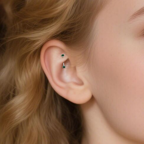 Ruifan 16g Rook Percing Jewelry Titanium titanium داخليًا أوبال تشيك ستايلز منحني الحاجب الحاجب Tragus Helix Conch Lobr Mabret Rings Body Percing Jewellry للنساء 6 مم 8 ملم 10 ملم in Saudi Arabia