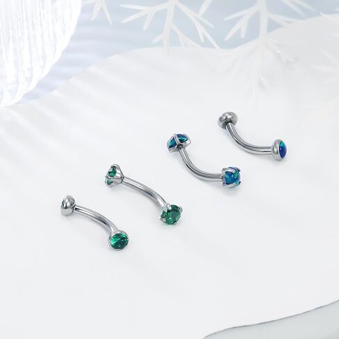 Ruifan 16g Rook Percing Jewelry Titanium titanium داخليًا أوبال تشيك ستايلز منحني الحاجب الحاجب Tragus Helix Conch Lobr Mabret Rings Body Percing Jewellry للنساء 6 مم 8 ملم 10 ملم in Saudi Arabia