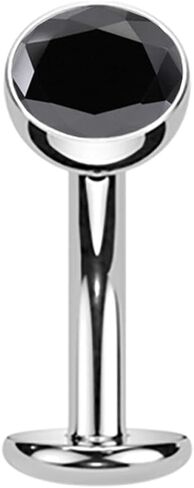 Titanium عائم زر BELLY BELTER RING ، 14G GRABELL CURVEL CUBIC ZIRCONIA GEMSTONE TOP ، ASTM F 136 ، Black in Saudi Arabia