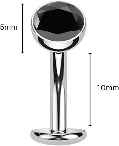 Titanium عائم زر BELLY BELTER RING ، 14G GRABELL CURVEL CUBIC ZIRCONIA GEMSTONE TOP ، ASTM F 136 ، Black in Saudi Arabia