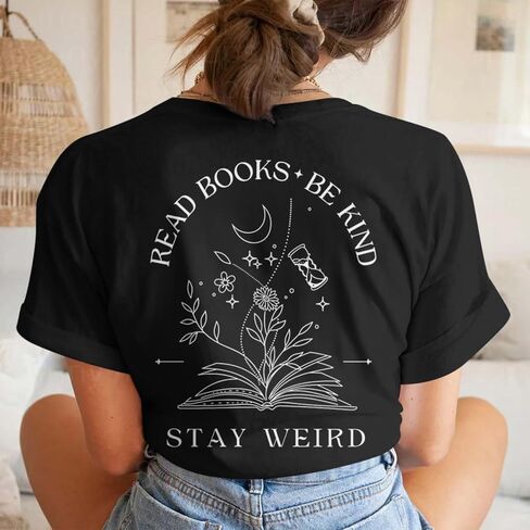 Book Shirts for Women Read Books Be Kind Stay Weird Tshirt Book Lovers Bookish Gifts Reading Shirt Bookworm Tee Tops in Saudi Arabia