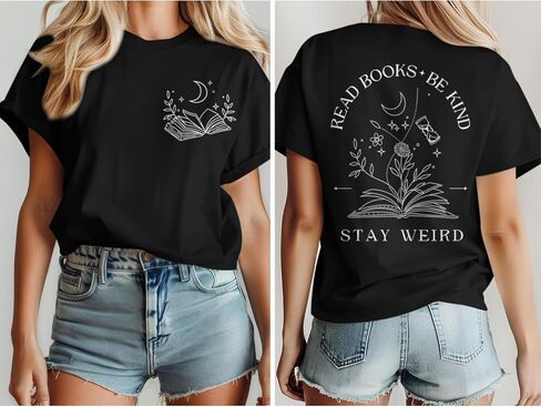 Book Shirts for Women Read Books Be Kind Stay Weird Tshirt Book Lovers Bookish Gifts Reading Shirt Bookworm Tee Tops in Saudi Arabia