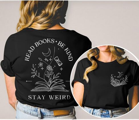 Book Shirts for Women Read Books Be Kind Stay Weird Tshirt Book Lovers Bookish Gifts Reading Shirt Bookworm Tee Tops in Saudi Arabia