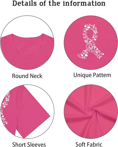 Breast Cancer Shirts for Women Pink Ribbon Breast Cancer Support Tshirts Cancer Awareness Tee Tops in Saudi Arabia