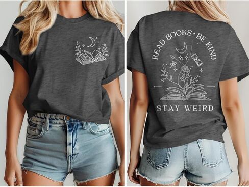 Book Shirts for Women Read Books Be Kind Stay Weird Tshirt Book Lovers Bookish Gifts Reading Shirt Bookworm Tee Tops in Saudi Arabia