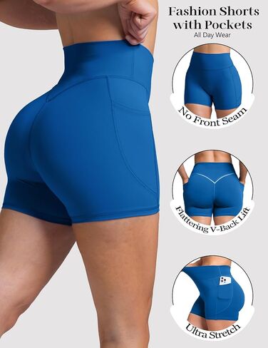 Olmlmt Biker Shorts Women 4.5" with Pockets High Waisted Spandex Yoga Workout Shorts in Saudi Arabia