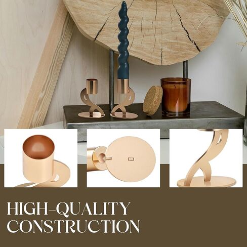 مجموعة حامل الشمعة 2PCS - حاملي الشمعدان الذهبي لشموع تفتق وعمود ، مركزية مزينة أنيقة لطاولة الطعام ، زفاف ، ديكور المنزل ، Fit 3/4 "و 7/8" Candle & LED (6852) in Kuwait