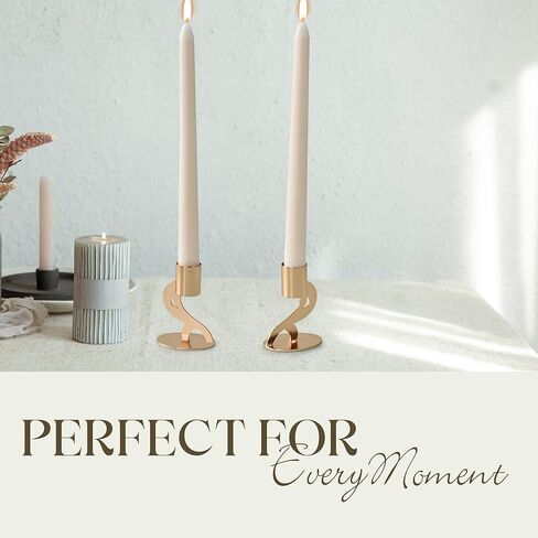 مجموعة حامل الشمعة 2PCS - حاملي الشمعدان الذهبي لشموع تفتق وعمود ، مركزية مزينة أنيقة لطاولة الطعام ، زفاف ، ديكور المنزل ، Fit 3/4 "و 7/8" Candle & LED (6852) in Kuwait