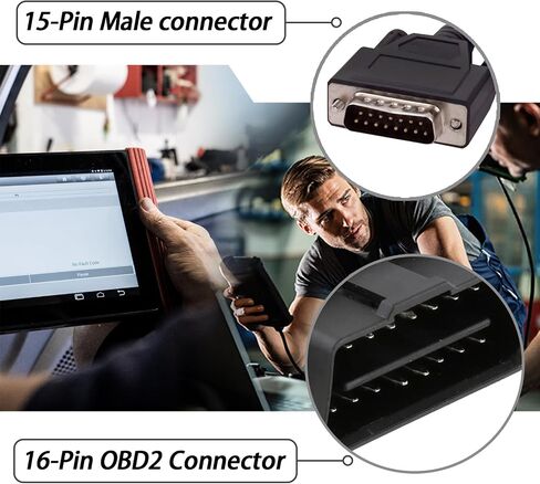 OBD2 OBDII Cable Fits for Cen Tech Code Reader Scanner Models 60693 60694 60794 62119 62120,ODB2 Connector Cable to 15-Pin Male Adapter Cable (Adapter Cable Total Length 4-FT) ﻿ in Saudi Arabia