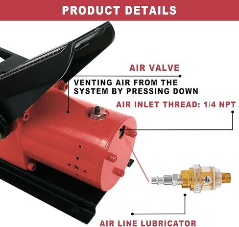 HEROSON Air Hydraulic Pump 10,000 PSI, 0.7L Reservoir, NPT 3/8" Oil Outlet, NPT 1/4" Inlet, Hydraulic Pump Air Hydraulic Foot Pump, with Air Line Lubricator, Black in Saudi Arabia