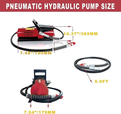 HEROSON Air Hydraulic Pump 10,000 PSI, 0.7L Reservoir, NPT 3/8" Oil Outlet, NPT 1/4" Inlet, Hydraulic Pump Air Hydraulic Foot Pump, with Air Line Lubricator, Black in Saudi Arabia