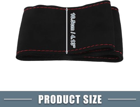 Car Hand Sewn DIY Steering Wheel Cover Breathable Comfortable 38cm Stitch on Wrap Cover Suede Black Stitches Red in Saudi Arabia