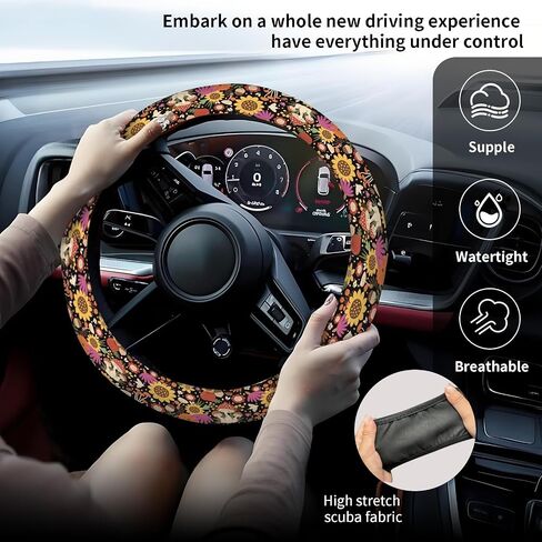 Car Steering Wheel Cover, Anti-Slip Breathable Elastic Neoprene 15 Inch Car Steering Wheel Protector for Women and Men,for Cars, SUVs Cute Blue Starfish in Kuwait