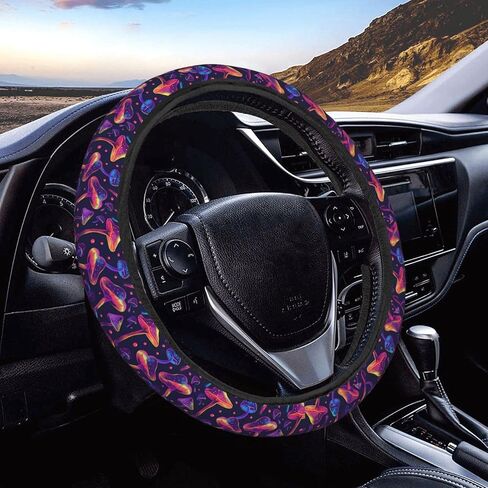 Red Black Ladybug Pattern Steering Wheel Covers Anti-Slip Elasticity Car Accessories Steering Wheel Protector Universal 15 Inch for Cars SUV Vehicle Truck in Saudi Arabia
