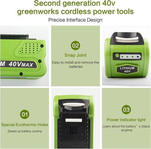 2 Pack 29472 6000mah 40v استبدال بطارية الليثيوم لـ Greenworks 40v 29472 29462 2901319 24282 24252 21332 25322 20672 2101602 20312 24322 21362 26272 أدوات الطاقة الصافية in Saudi Arabia