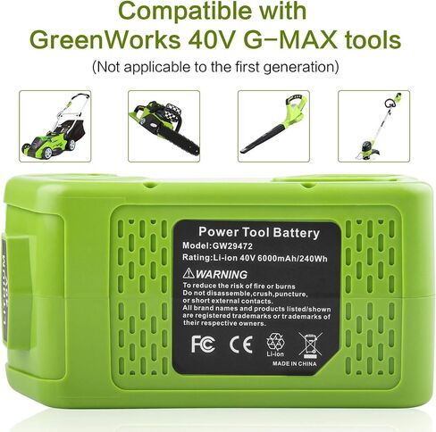 2 Pack 29472 6000mah 40v استبدال بطارية الليثيوم لـ Greenworks 40v 29472 29462 2901319 24282 24252 21332 25322 20672 2101602 20312 24322 21362 26272 أدوات الطاقة الصافية in Saudi Arabia