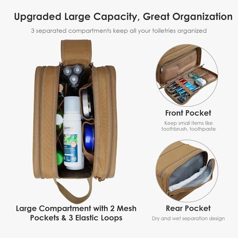TACTICISM Toiletry Bag for Men - Dry Wet Separate Travel Toiletry Bag, Tactical Molle Dopp Kit for Men with Large Capacity, Water-Resistant Shaving Bag for Adult Women for Travel, Black in Saudi Arabia