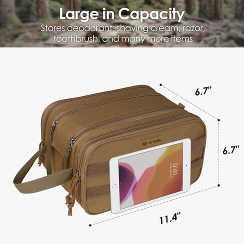 TACTICISM Toiletry Bag for Men - Dry Wet Separate Travel Toiletry Bag, Tactical Molle Dopp Kit for Men with Large Capacity, Water-Resistant Shaving Bag for Adult Women for Travel, Black in Saudi Arabia