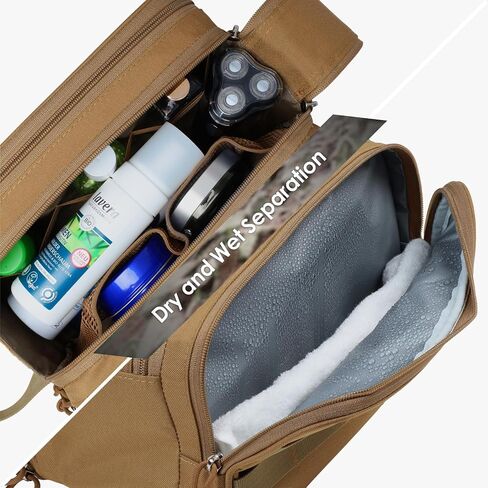 TACTICISM Toiletry Bag for Men - Dry Wet Separate Travel Toiletry Bag, Tactical Molle Dopp Kit for Men with Large Capacity, Water-Resistant Shaving Bag for Adult Women for Travel, Black in Saudi Arabia