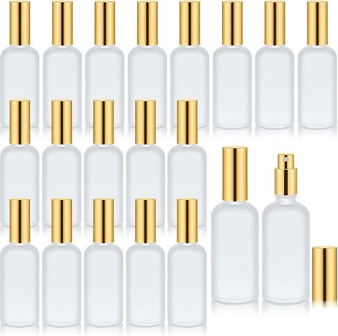 Tessco for you 20 Pcs 3.4 oz/100 ml Glass Spray Bottles Empty Perfume Atomizer Refillable Clear Decorative Empty Bottles with Fine Mist Sprayer Pump for Face Body Travel(Gold) in Saudi Arabia