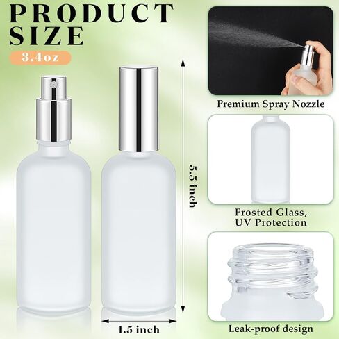 Tessco for you 20 Pcs 3.4 oz/100 ml Glass Spray Bottles Empty Perfume Atomizer Refillable Clear Decorative Empty Bottles with Fine Mist Sprayer Pump for Face Body Travel(Gold) in Saudi Arabia