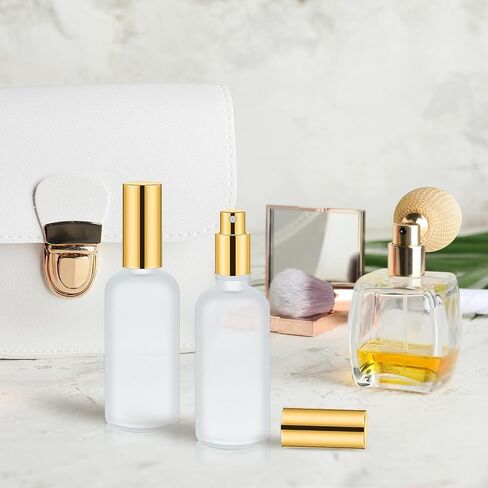 Tessco for you 20 Pcs 3.4 oz/100 ml Glass Spray Bottles Empty Perfume Atomizer Refillable Clear Decorative Empty Bottles with Fine Mist Sprayer Pump for Face Body Travel(Gold) in Saudi Arabia