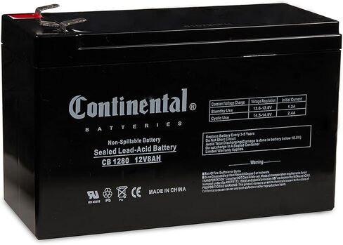 Continental Battery CB 1280 (F2), 12 Volt 8 Amp Hour SLA AGM Battery, T2/F2 Terminals in Saudi Arabia
