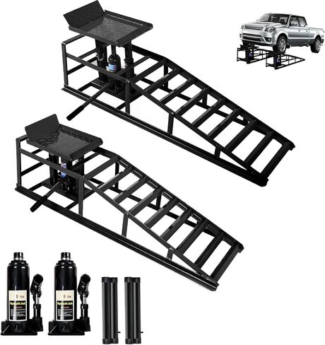 2PC 5Ton/11,050lbs Hydraulic Car Ramps, Portable Hydraulic Vehicle Lift, Car Ramp Solution for Oil Changes & Home Garage Auto Repairs in Saudi Arabia