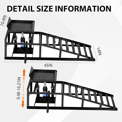 2PC 5Ton/11,050lbs Hydraulic Car Ramps, Portable Hydraulic Vehicle Lift, Car Ramp Solution for Oil Changes & Home Garage Auto Repairs in Saudi Arabia