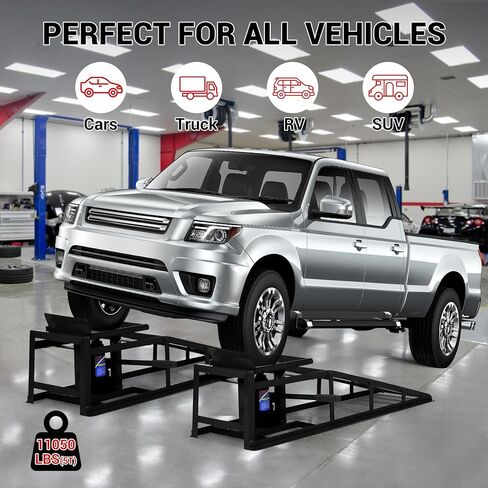 2PC 5Ton/11,050lbs Hydraulic Car Ramps, Portable Hydraulic Vehicle Lift, Car Ramp Solution for Oil Changes & Home Garage Auto Repairs in Saudi Arabia