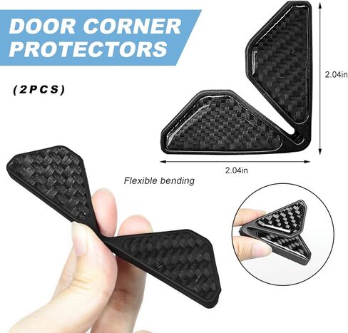 2PCS Car Door Protector Edge Guards, Anti-Collision Carbon Fiber Auto Door Corner Guards Sticker, Self-Adhesive Edge Protector Corner Cover Exterior Decor for Car Truck SUV (Black) in Saudi Arabia