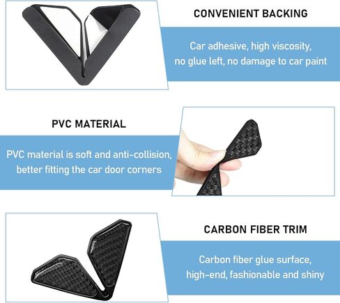 2PCS Car Door Protector Edge Guards, Anti-Collision Carbon Fiber Auto Door Corner Guards Sticker, Self-Adhesive Edge Protector Corner Cover Exterior Decor for Car Truck SUV (Black) in Saudi Arabia