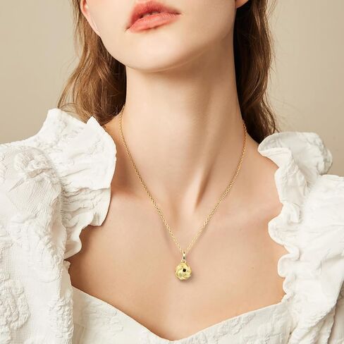 14K Gold Necklaces for Women Gold Pendant Necklaces Love Knot Pendant Simple Round Knot Charm Knots Necklace for Women Trendy in Saudi Arabia