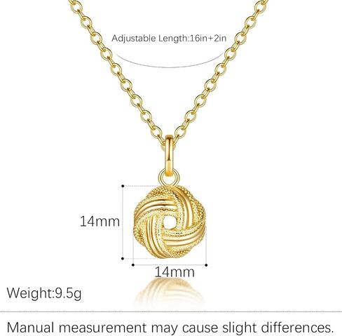 14K Gold Necklaces for Women Gold Pendant Necklaces Love Knot Pendant Simple Round Knot Charm Knots Necklace for Women Trendy in Saudi Arabia