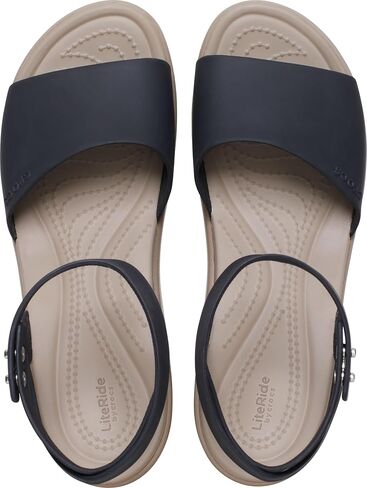 صنادل نسائية من Crocs Brooklyn Ankle Strap Wedges، صنادل منصة، أسود/أسود، 9 in Saudi Arabia