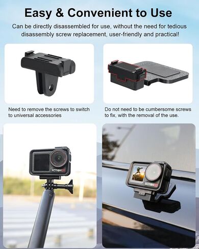 قاعدة محول التحرير السريع المغناطيسي لإصدار DJI Osmo Action 5 Pro ، Multifunical Osmo Action 4/3 Magnet Bracket for DJI with dual -leghs - shalle shote stick stick stick و tripod و deck mount in Kuwait