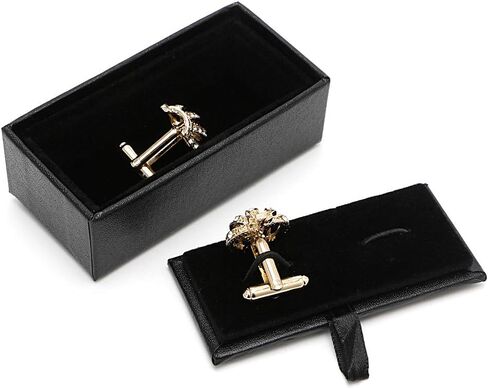 Faux Leather Travel Cufflinks Rings Storage Box for Case for Cufflinks Luxury Display Jewelry for Case Storage Cuff Link, Black in Saudi Arabia